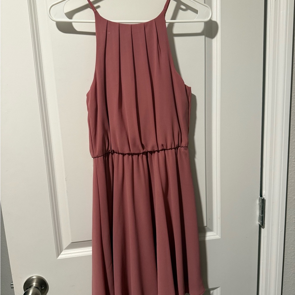 SOLD Elegant Pleated Pink Dress